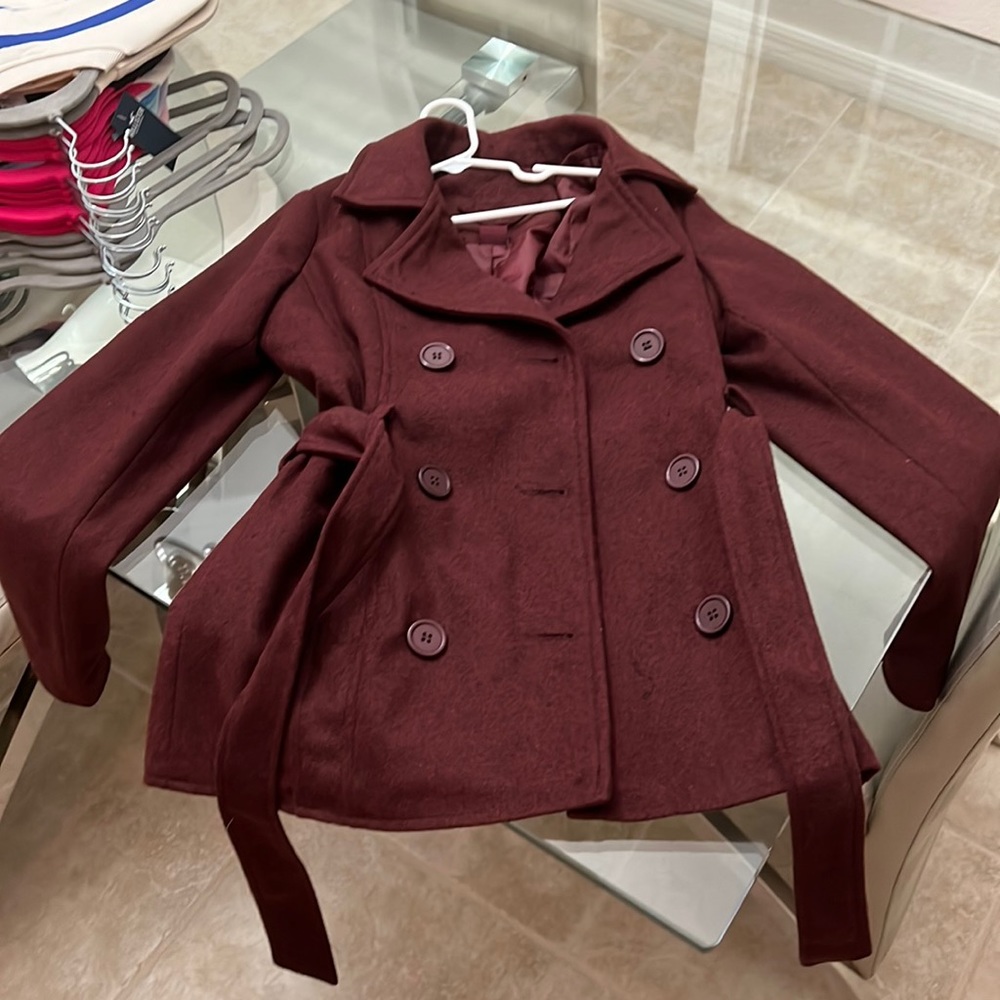 Large burgundy kids coat